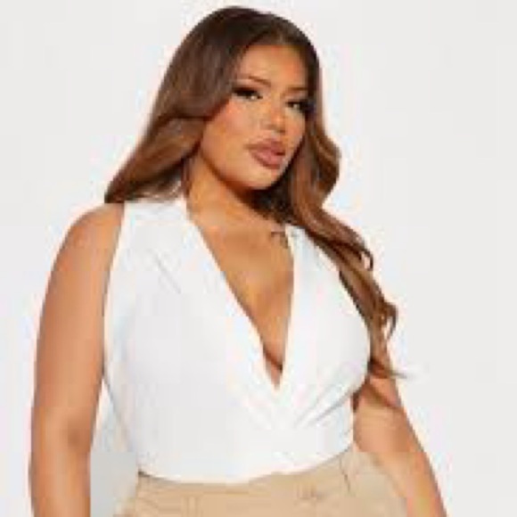 Fashion Nova Tops - Fashion Nova White Bodysuit in color Ivory
